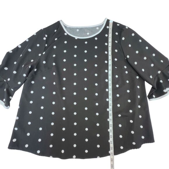 SHEIN Blouse 2XL Polka Dots 3/4 Sleeve Ruffle Cuff Whimsical Chic Retro Top - Picture 4 of 10